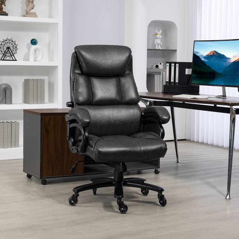 PU Leather Office Chair for Big and Tall - 400 lb Capacity, Extra Wide Seating, Pocket Spring System, Height Adjustable