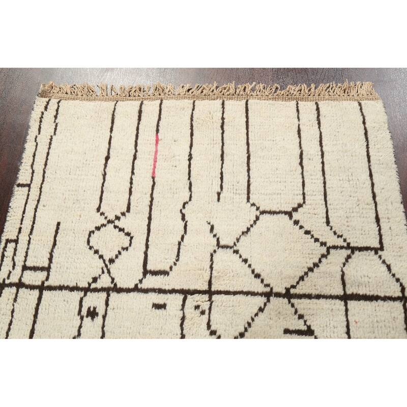Tribal Moroccan Oriental Home Decor Area Rug Hand-knotted Wool Carpet - 4'1" x 6'7"
