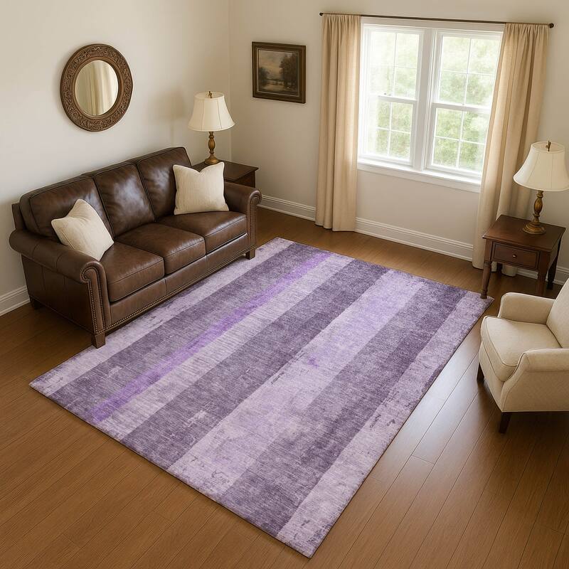 Premium Washable Super Soft Modern Stripe Mayfield Rug - Purple - 5' x 7'6"