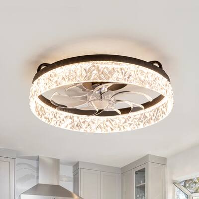 18-In LED Black Chandelier Ceiling Fan with Light Remote(7-blade)