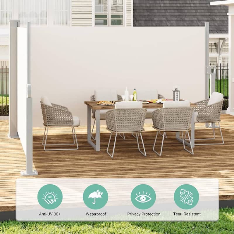 71 in x236 in Retractable Side Awning, Privacy Screen Protection Awning for Patio, Balcony and Pools - N/A