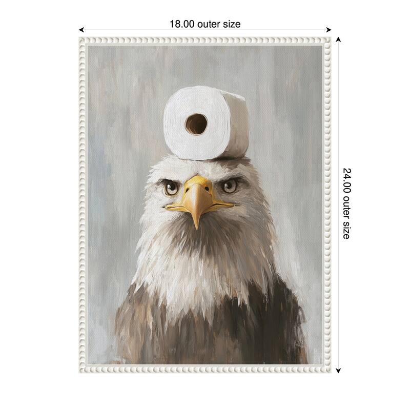Kate and Laurel Sylvie Toilet Paper Roll on Bald Eagles Head Bathroom Art Framed Canvas by The Creative Bunch Studio