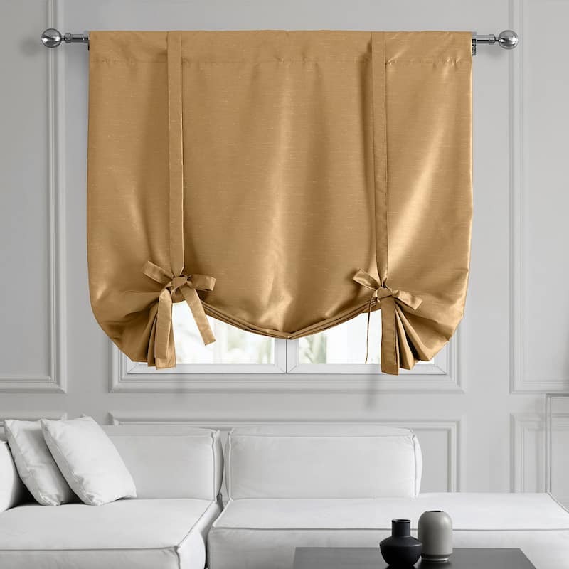 Exclusive Fabrics Vintage Textured Faux Dupioni Silk Tie-Up Window Shade (1 Panel)