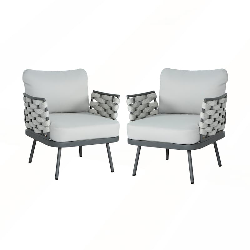 Steel Club Chair Set of 2 - Grey