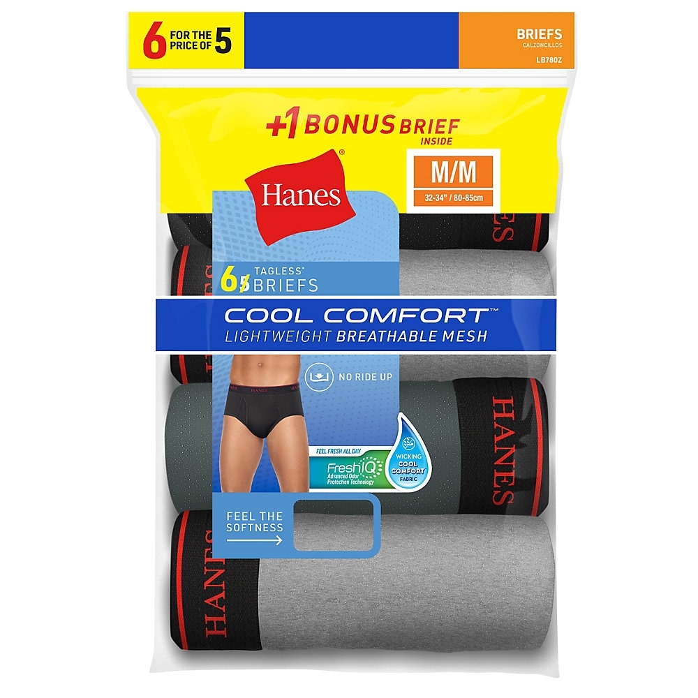 L Hanes Men/'s FreshIQ™ ComfortBlend® Dyed Briefs 4 Pack Black S 2XL XL M