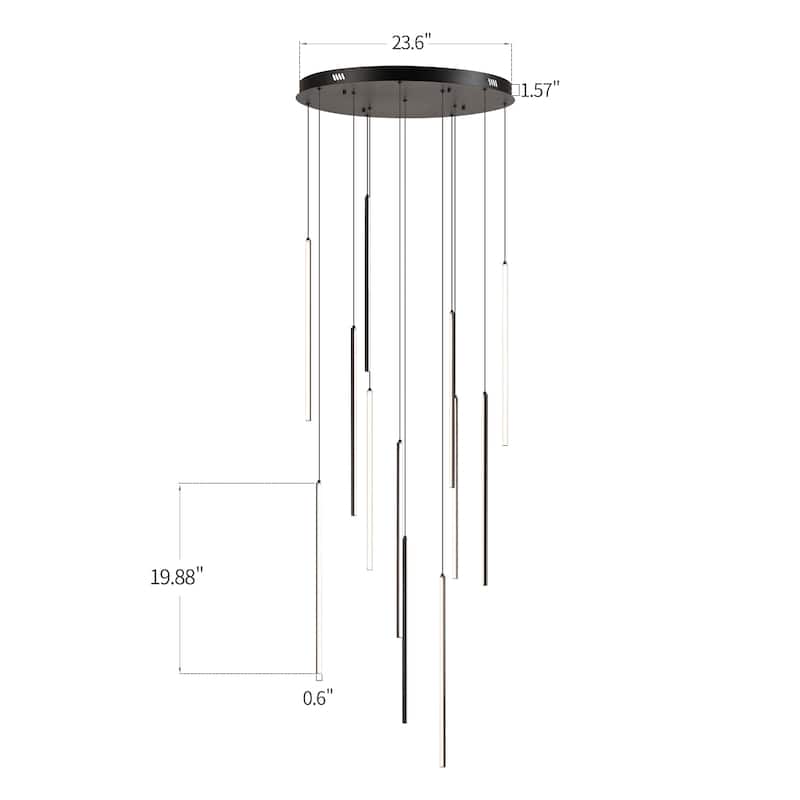 Contemporary Touch LED Drop Integrated Stairway Lighting Chandelier