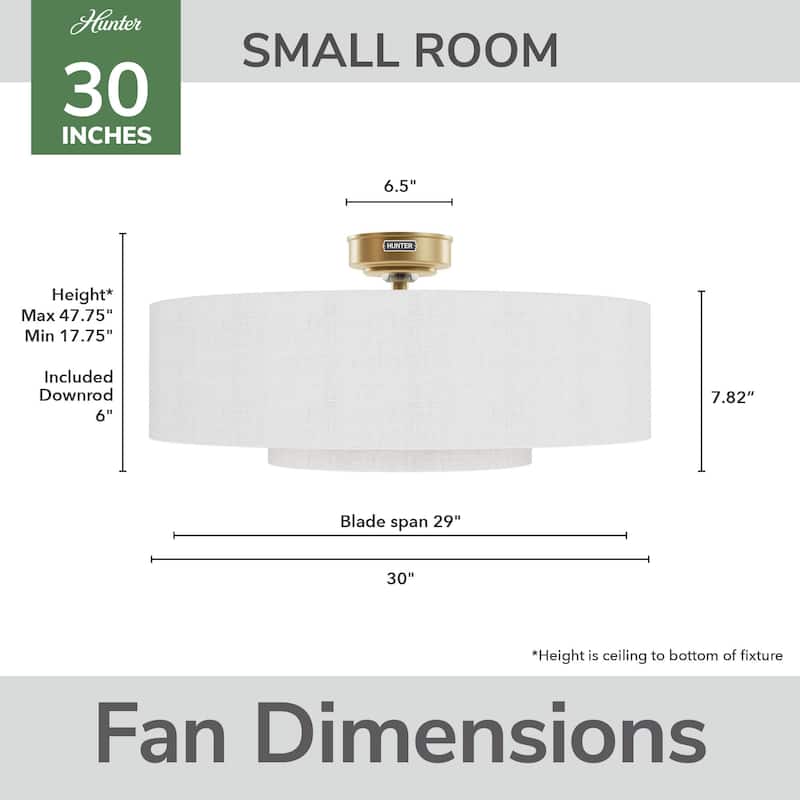 Hunter + Jasmine Roth Fandelier 30" Brookside Ceiling Fan w/ LED Light, Handheld Remote, Chandelier