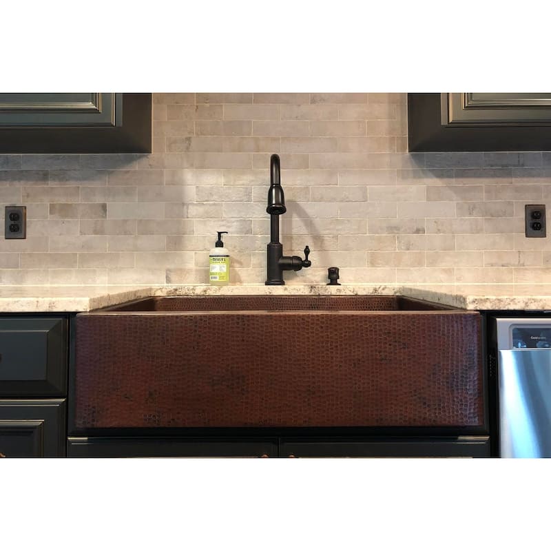 33-in Hammered Copper Apron Front Single Basin Kitchen Sink (KASDB33229)