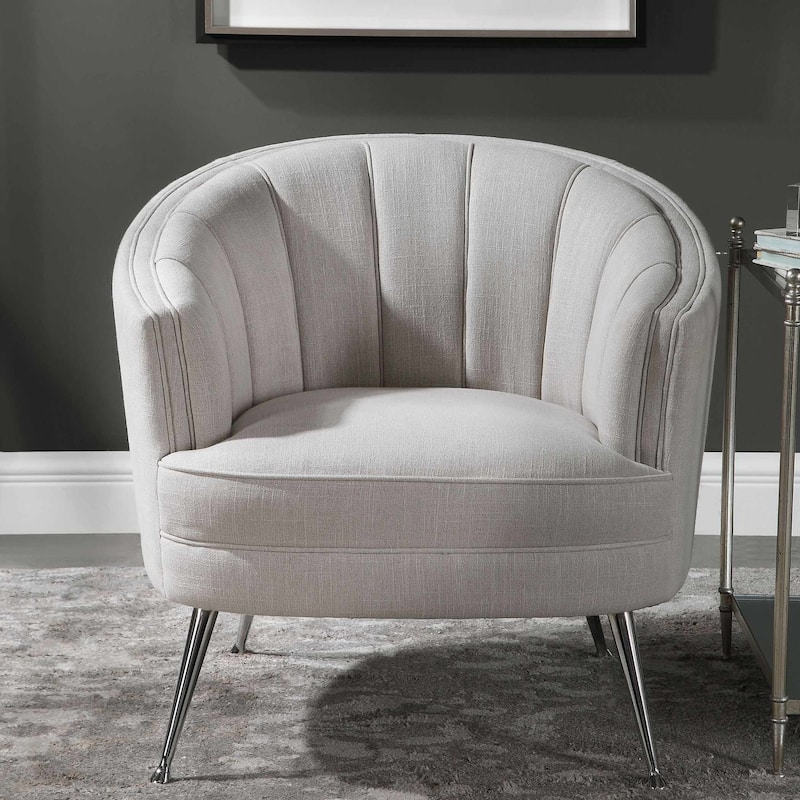 Uttermost Janie 33" Wide Upholstered Arm Chair with Iron Legs