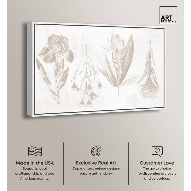 White Pressed Flora Canvas by Art Remedy