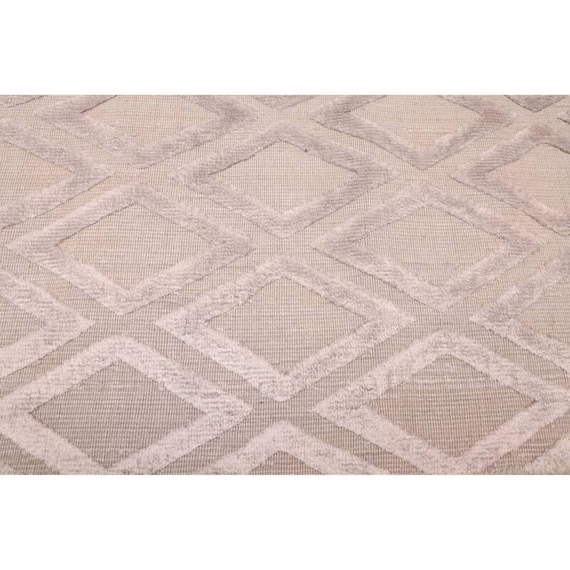 ECARPETGALLERY Hand Loomed Elysian Grey Viscose, Wool Rug - 8'1 x 10'0