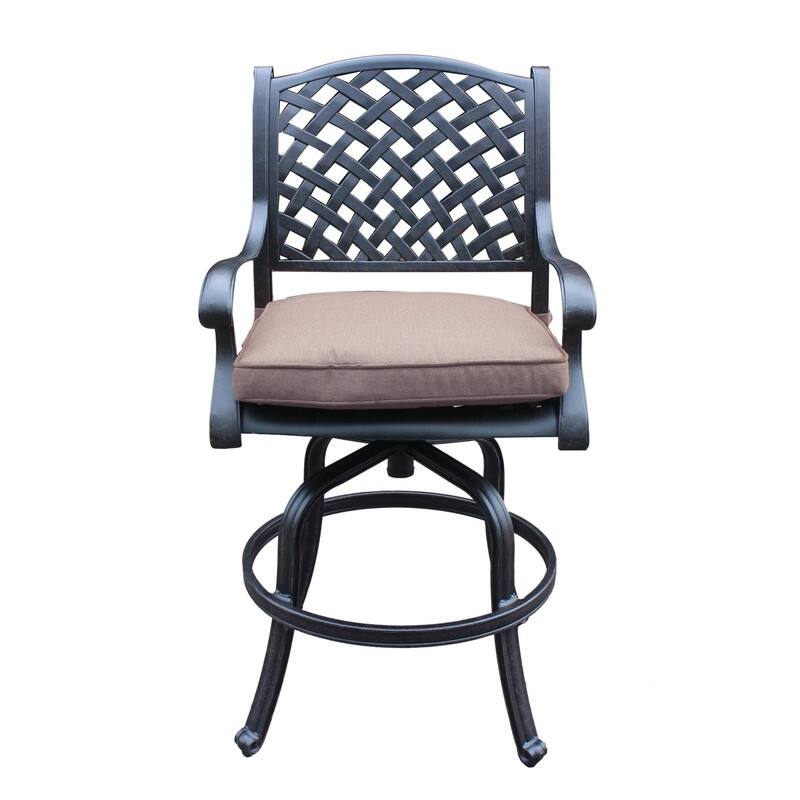 Cast Aluminum Counter Stool With Cushion, Set of 2