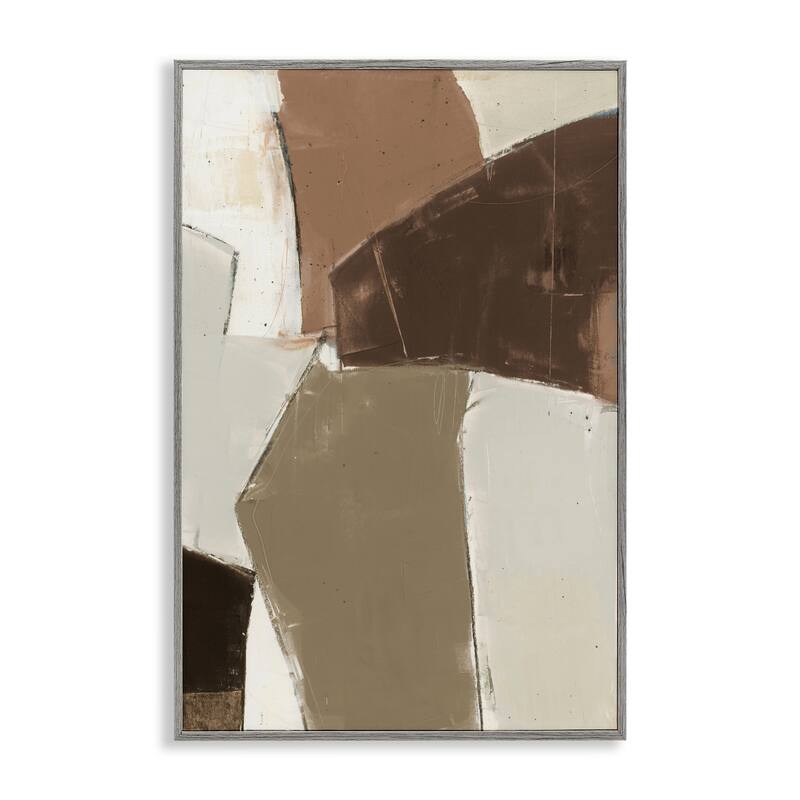 Stupell Contemporary Neutral Earth Tones Framed Giclee Art Design By Kippi Leonard - 16 x 24 - Grey