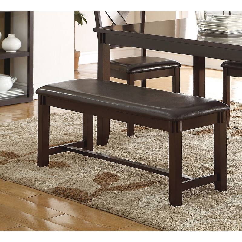 Dining Room Furniture Casual Modern 6pc Set Dining Table 4x Side Chairs and A Bench Rubberwood and Birch veneers Espress