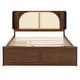 preview thumbnail 15 of 36, Queen Rattan Bed Frame with Storage Drawers and Trundle for Bedroom, White