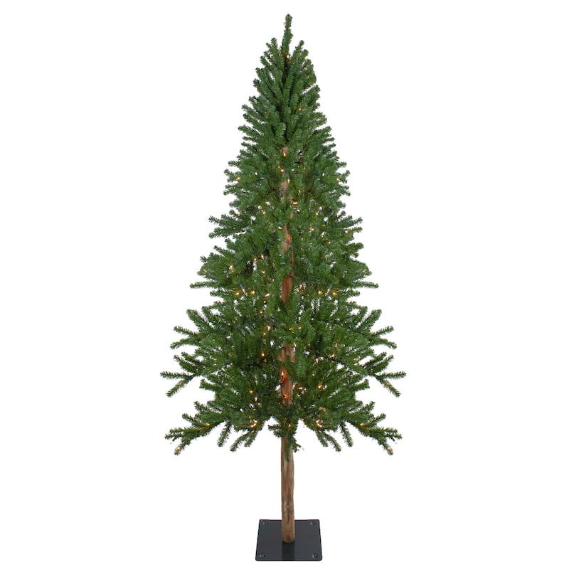 Pre-Lit Medium Alpine Artificial Christmas Tree - 7' - Clear Lights - 7 Foot