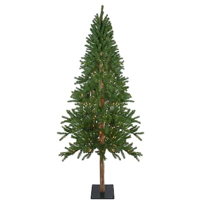 Pre-Lit Medium Alpine Artificial Christmas Tree - 7' - Clear Lights - 7 Foot