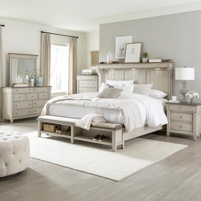 Liberty Furniture Ivy Hollow Mantle Storage Bed, Dresser & Mirror, Chest, Night Stand - King, Queen