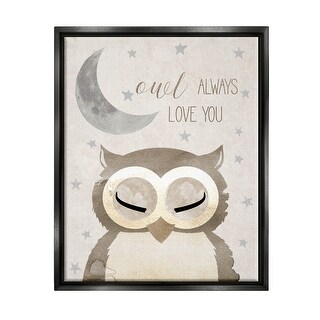 Stupell Owl Always Love You Pun Framed Floater Canvas Wall Art Design ...