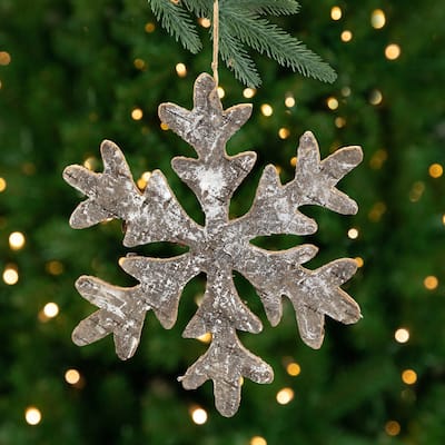 Wooden Snowflake Christmas Ornament - 10" - Silver and Gold
