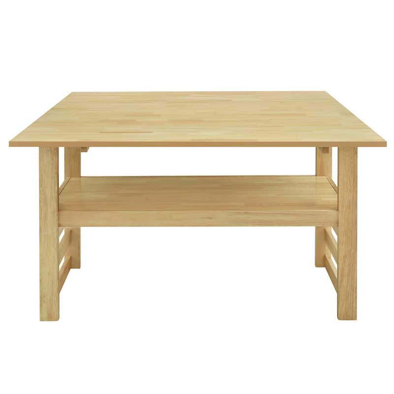 5-Piece Wood Square Dining Table Set, Extendable Kitchen Table with Upholstered Chairs and Storage Shel for Dining Room
