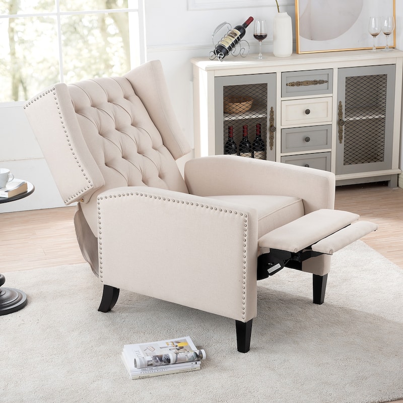 Christopher Knight Home Upholstered Wing Back Push Recliner Chair