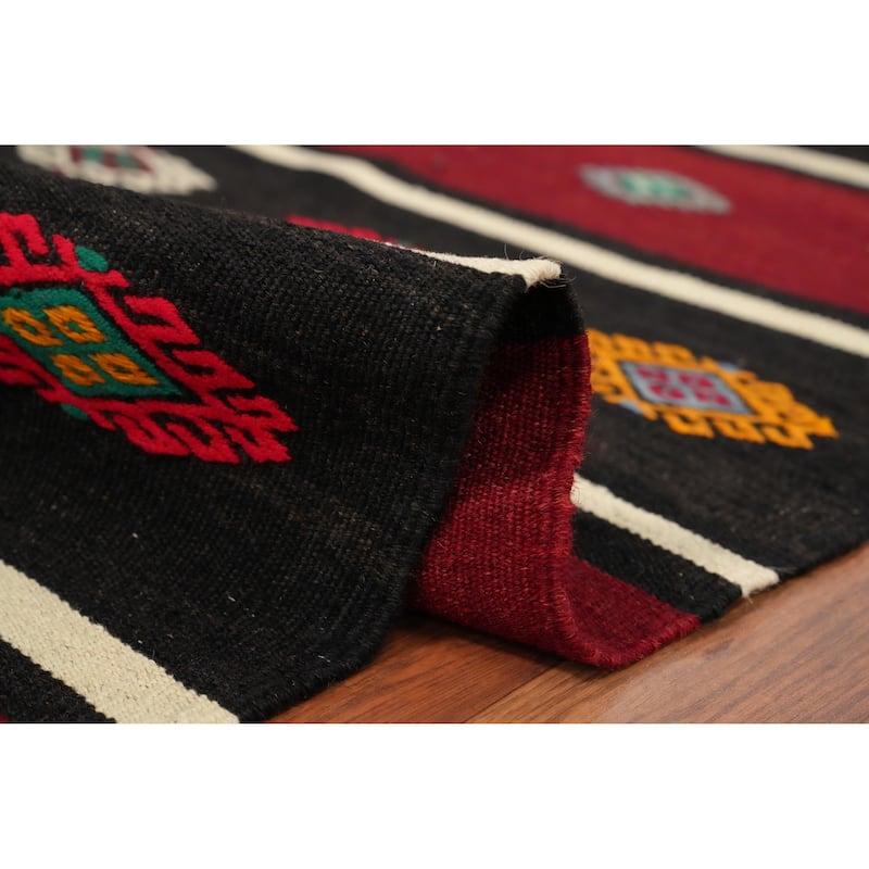 Hand Woven Oriental 100% Wool Carpet Southwestern Tribal Red Kilim Area Rug - 10' 6'' X 5' 10''