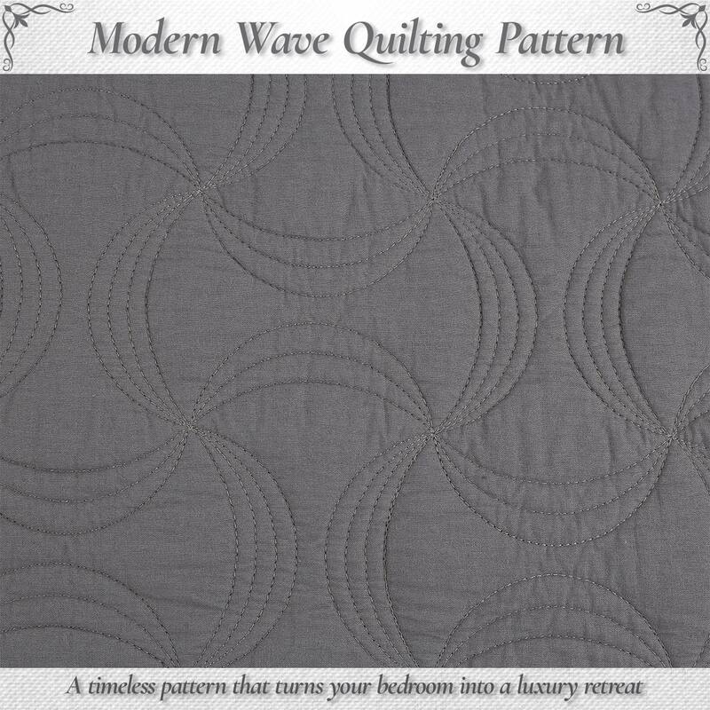 Cozy Line Solid Gray Spiral Swirl Pinwheel 3 Piece Cotton Quilt Bedding Set