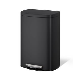 13 Gal Trash Can with Lid, Stainless Steel Fingerprint-Proof Pedal Bin ...
