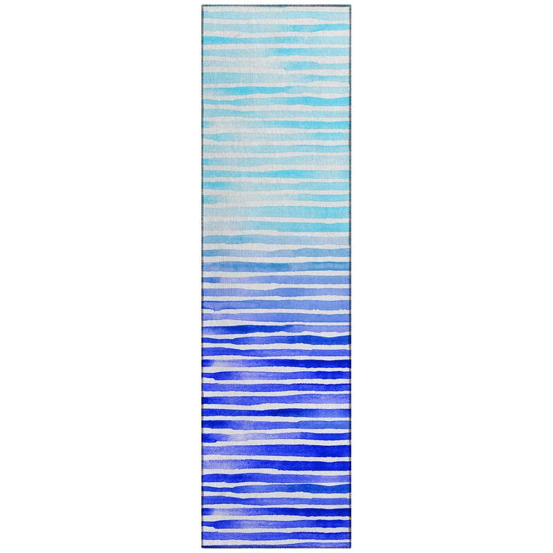 Indoor/ Outdoor Surfside Ombre Washable Rug New - Blue - 2'3" x 7'6"