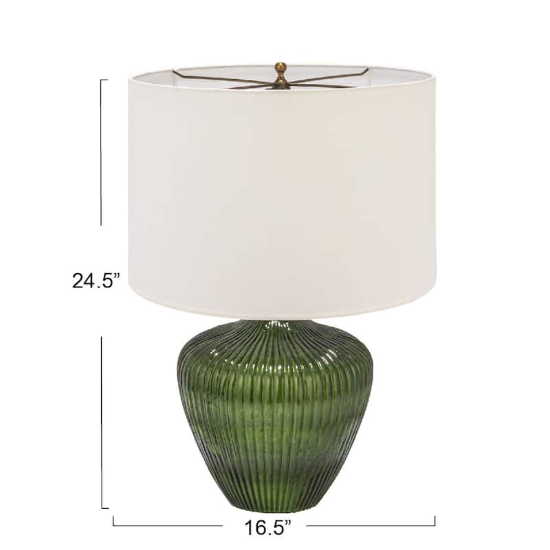Glass Table Lamp with Drum Shade
