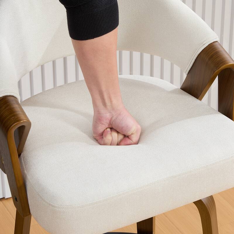 Mid-Century Upholstered Swivel Bar Stool/ Counter Stools with Curved Back - 37.5"H x 20.9"W x 19.9"D