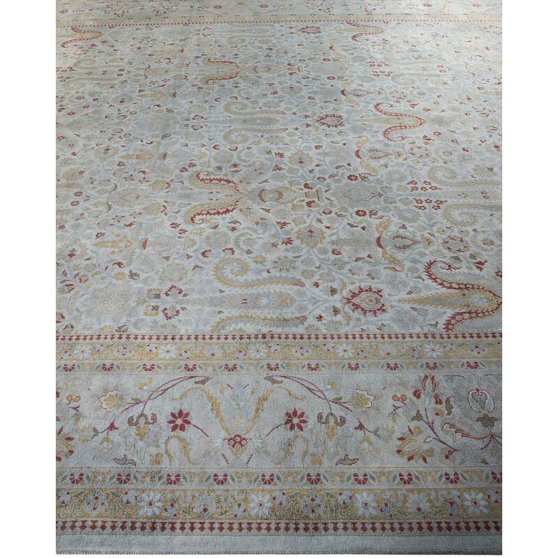Overton Hand Knotted Wool Vintage Inspired Modern Contemporary Overdyed Gray Area Rug - 10' 1" x 14' 5"