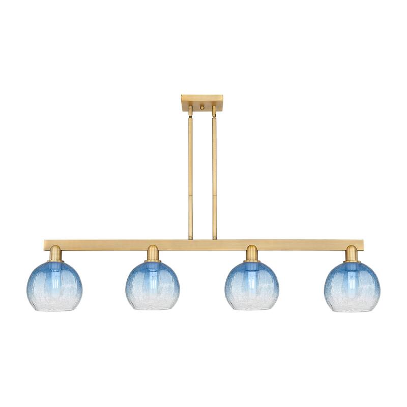 Innovations Lighting 716-4I-12-48 Brookhaven Globe Linear Brookhaven - Brushed Brass / Sapphire Blue
