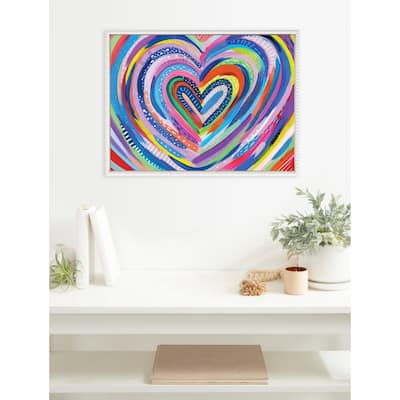 Kate and Laurel Sylvie Beaded EV Heart Burst 1 Framed Canvas by EttaVee