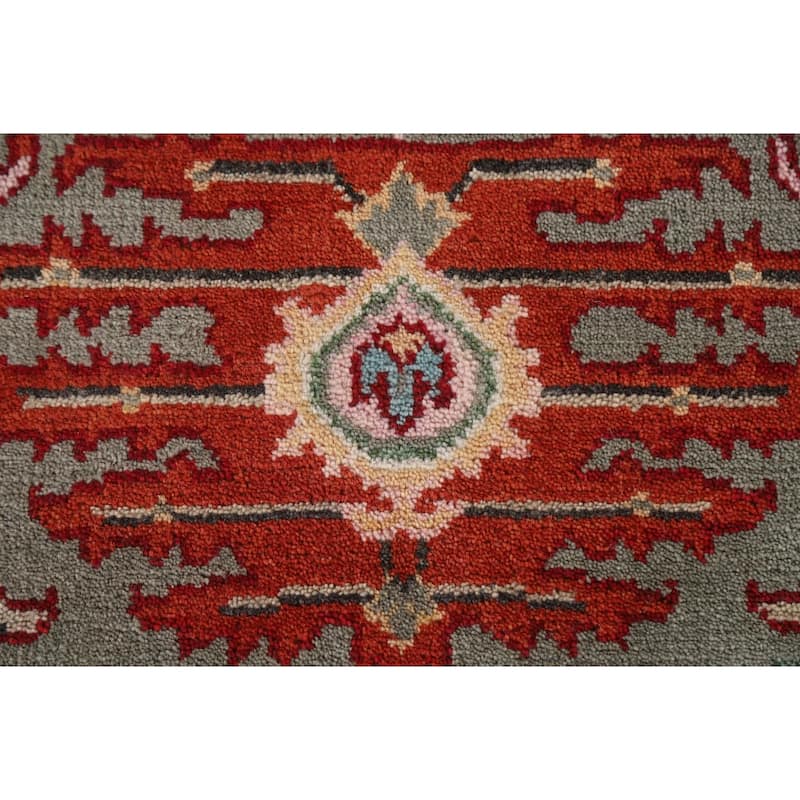 Geometric Heriz Serapi Oriental Round Area Rug Handmade Wool Carpet - 7'10"x 7'11"