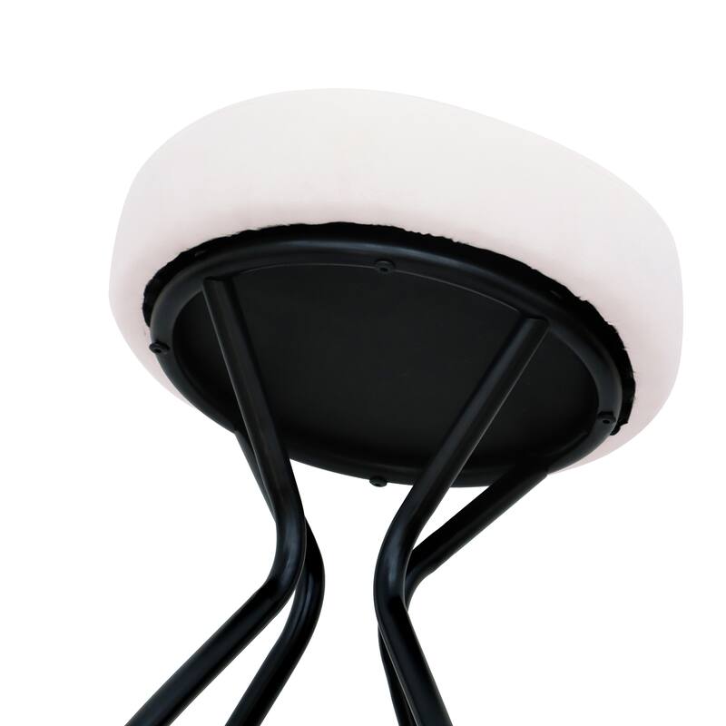 Modern Backless Bar Stools Set of 2 Round Upholstered Counter Stools for Kitchen Island Velvet Dining Chairs