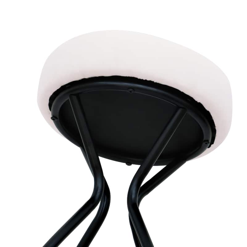 Round Upholstered Bar Stools Set of 2, Floral Print Counter Height Bar Stools, Backless Dining Chairs with Footrest