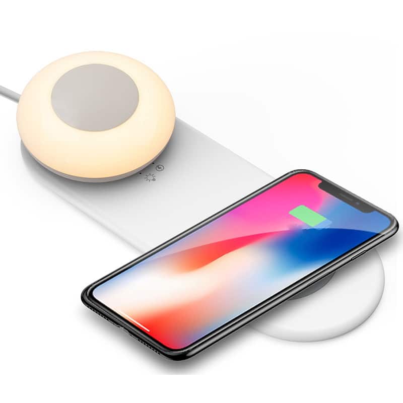 10W Fast Charging Wireless Charger Pad with LED Night Light - White