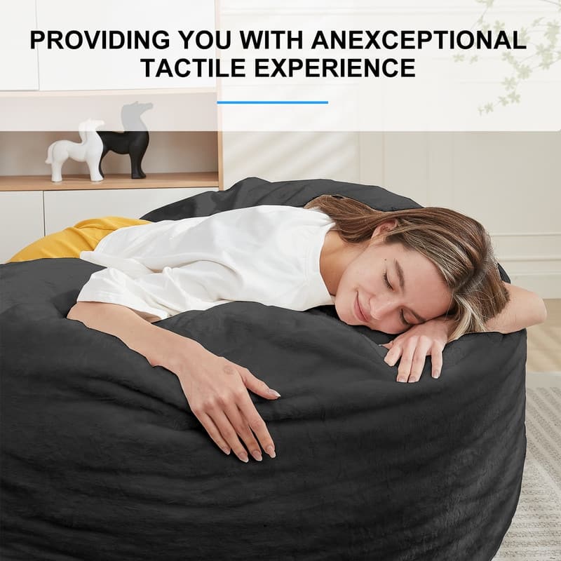 Mixoy Faux Plush Lazy Bean Bag Chairs,Oversized Fluffy Accent Chair,Fuzzy Sofa