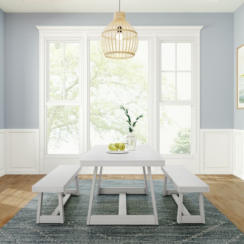 Plank and Beam 72" Classic Dining Table and Benches Set
