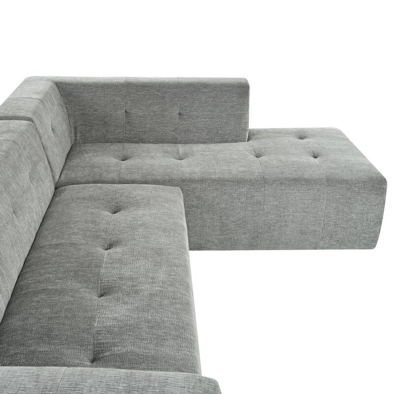 112.2" Chenille Modular L-Shaped Sofa Bed with Free Combination Design and No-Assembly Required