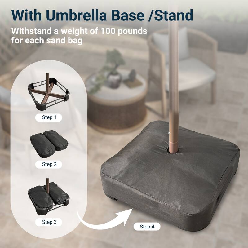 XIZZI Outdoor Patio Umbrella with Solar LED Lights and Base