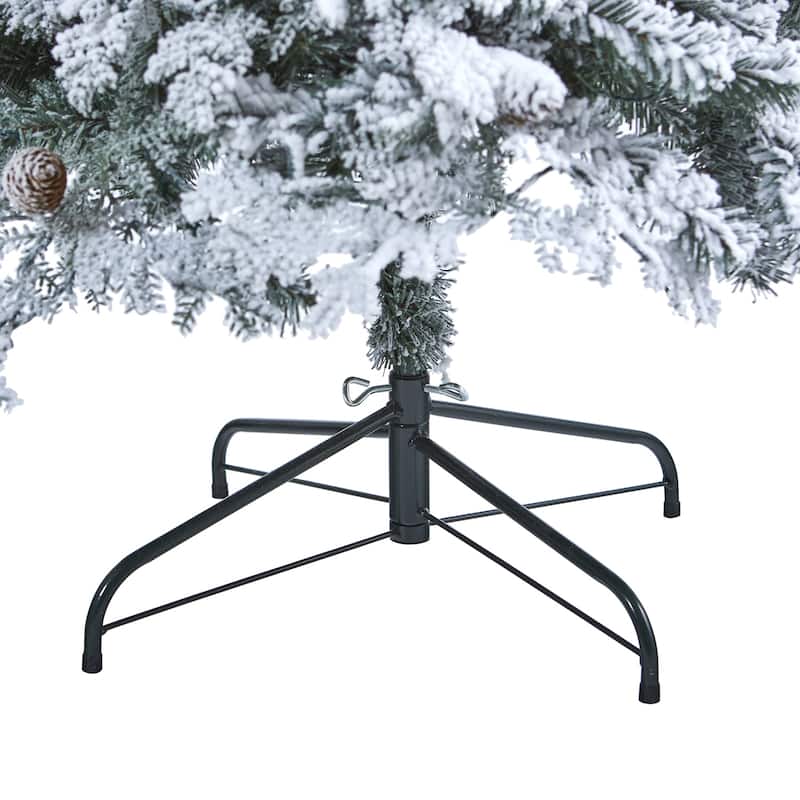 7ft Artificial Christmas Tree with Lights - Modern Spruce Tree, Pinecone Accents, Holiday Decor - White - 84