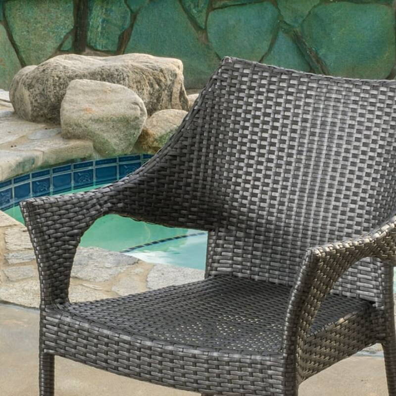 Christopher Knight Home - Modern 9-Piece Outdoor Wicker Patio Dining Set with Rectangular Rattan Table and Stackable Chairs