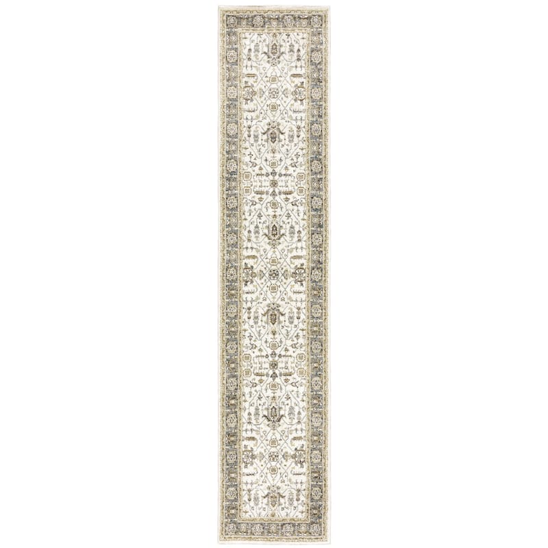 Style Haven Adalynn Traditional Bordered Area Rug - 2'6" x 12' Runner - Ivory/ Blue - Rectangle