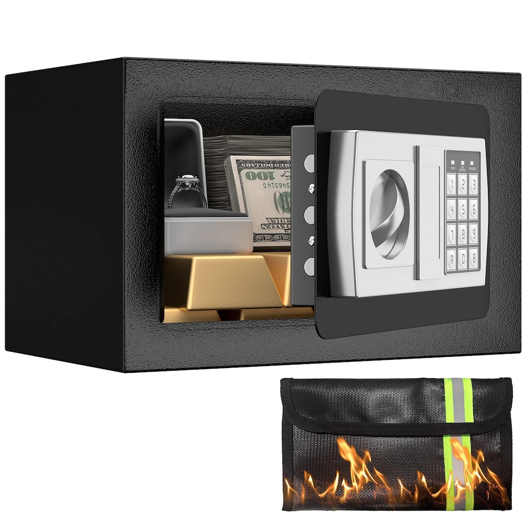 0.43 Cu Personal Safety Box, Small Fireproof Safes for Home with Fireproof Bag for Money Jewelry, Digital Security Safe