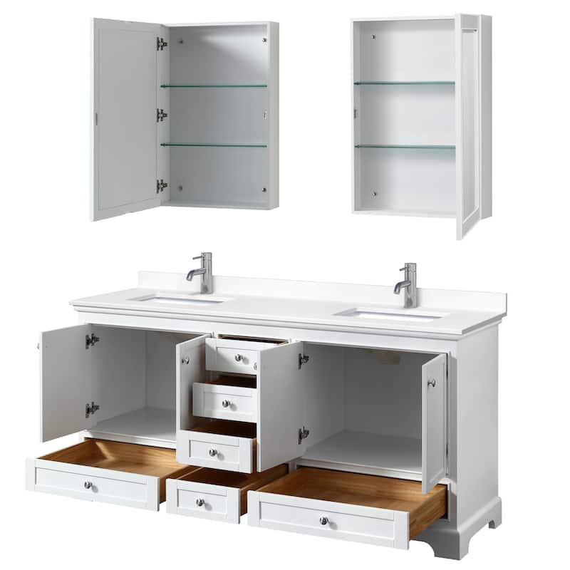 Deborah 72-inch Double Vanity, Cultured Marble Top, Medicine Cabinets
