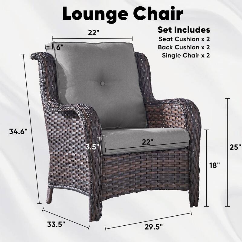 2 Peices Wicker Chairs Wide Armchair