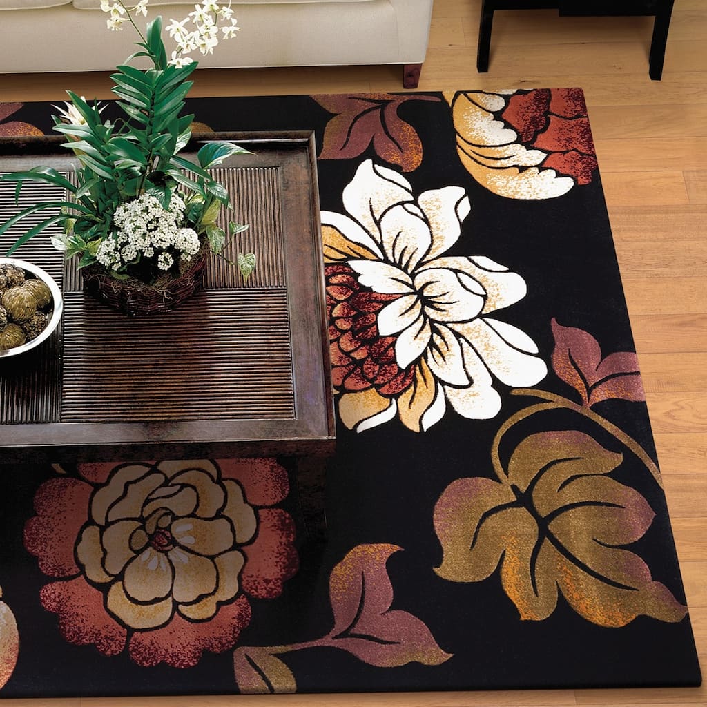Copper Grove Korneuberg Black Floral Area Rug